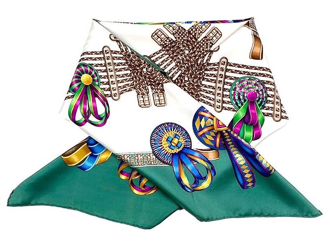 Hermès Pferdeband Schal Aqua Grün - Ansicht 4