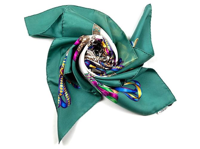 Hermès Pferdeband Schal Aqua Grün - Ansicht 5