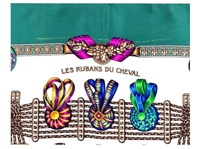 Hermès Pferdeband Schal Aqua Grün - Ansicht 8