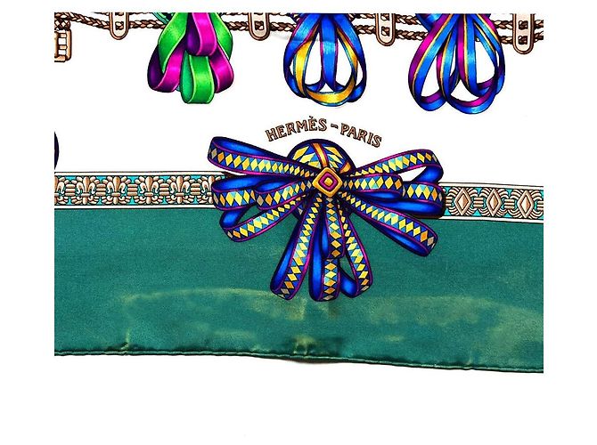 Hermès Pferdeband Schal Aqua Grün - Ansicht 9