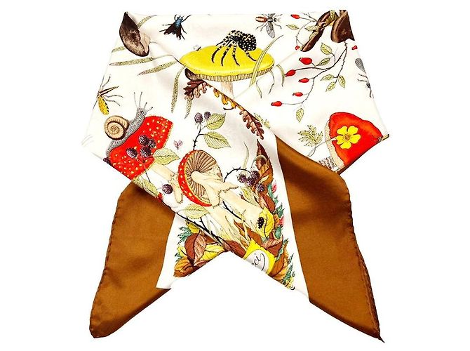 Gucci Sciarpa in seta fungo marrone - vista 2