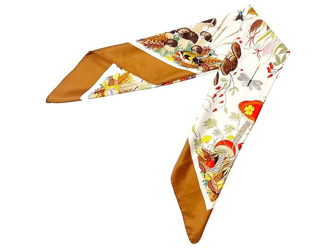Gucci Sciarpa in seta fungo marrone - vista 5