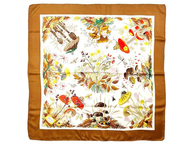 Gucci Sciarpa in seta fungo marrone - vista 6