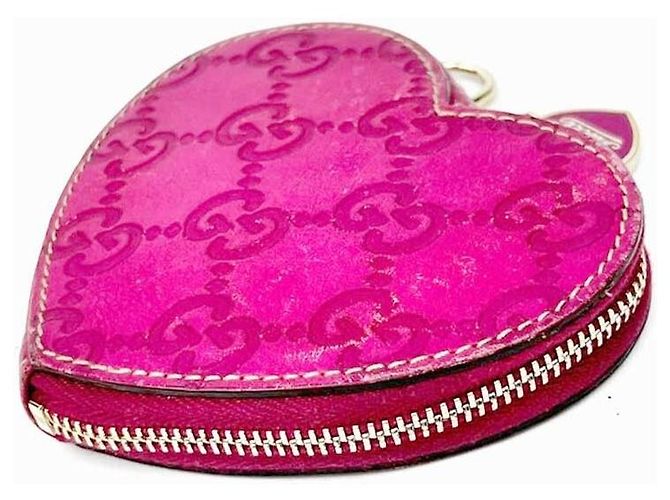 Gucci Portamonete GG in tela rosa a forma di cuore - vista 2