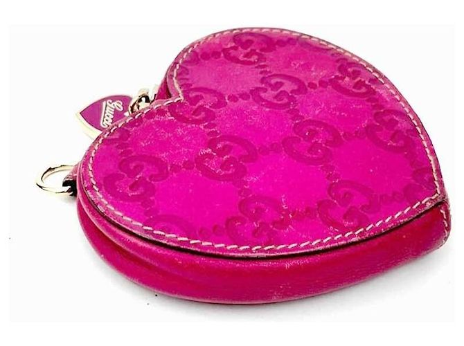 Gucci Portamonete GG in tela rosa a forma di cuore - vista 4