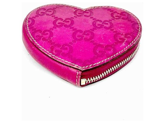 Gucci Portamonete GG in tela rosa a forma di cuore - vista 5