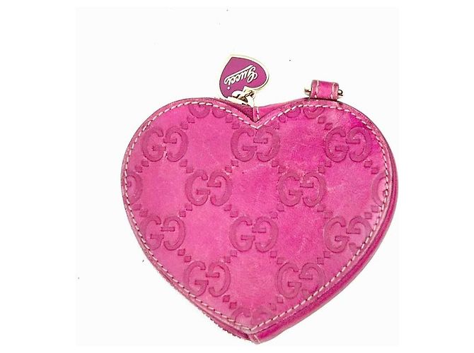 Gucci Portamonete GG in tela rosa a forma di cuore - vista 7