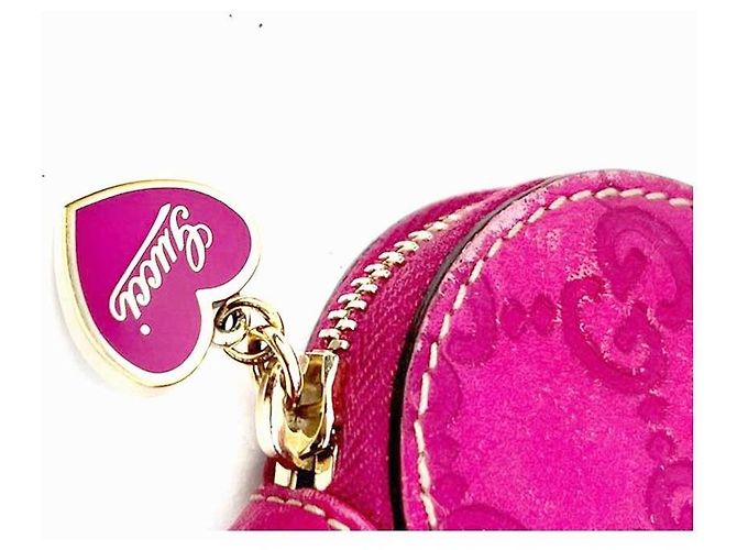 Gucci Portamonete GG in tela rosa a forma di cuore - vista 8