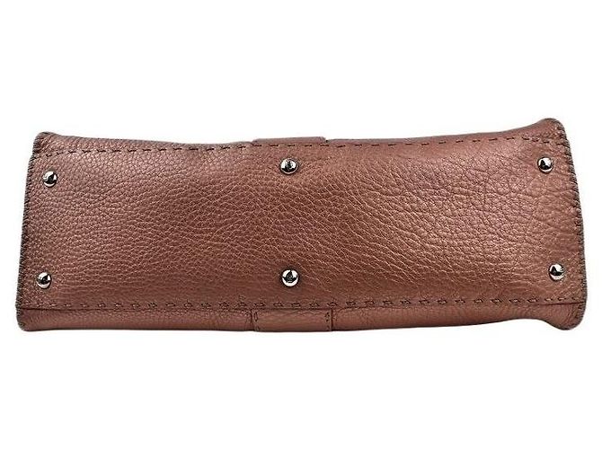 Fendi Selleria Perlenrosa Leder Tragetasche Weiß - Ansicht 6