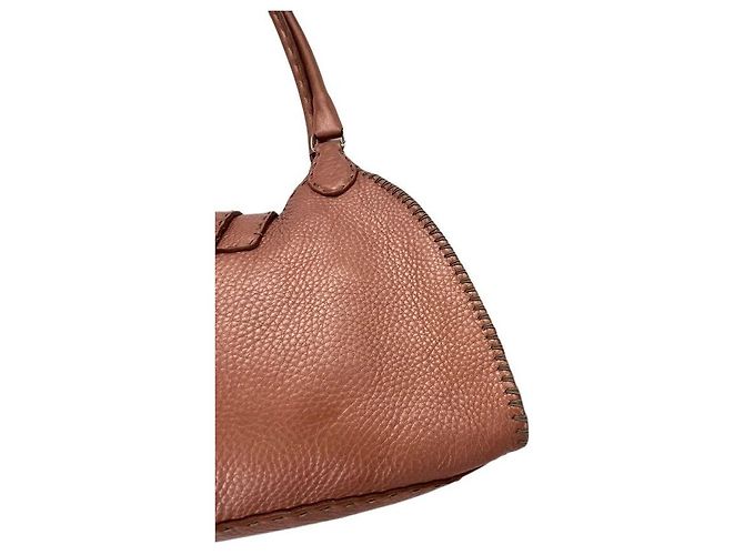 Fendi Selleria Perlenrosa Leder Tragetasche Weiß - Ansicht 7