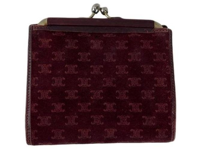 Céline Suede Macadam Pattern Bi-Fold Wallet Red - view 3