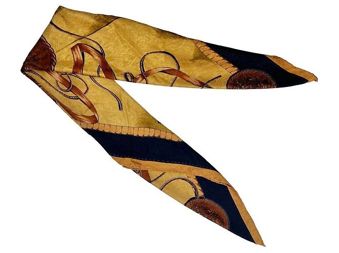 Fendi Foulard in nastro Nero Oro - vista 2