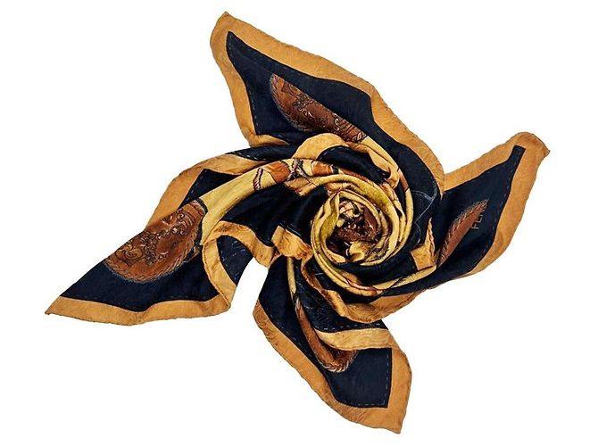 Fendi Foulard in nastro Nero Oro - vista 3