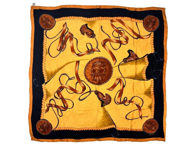 Fendi Foulard in nastro Nero Oro - vista 5