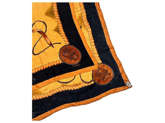 Fendi Foulard in nastro Nero Oro - vista 6