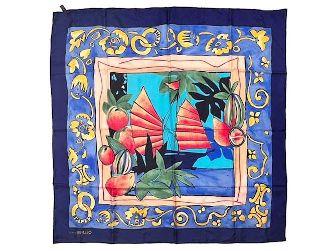 Céline Seidenschal Blau Frucht Händler Schiff - Ansicht 5
