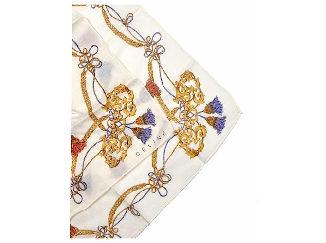 Céline Sciarpa beige chiaro con frange a cerchio e logo Marrone - vista 5