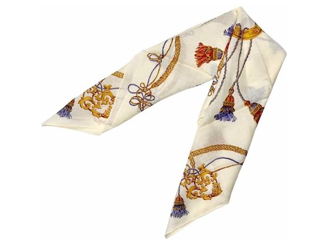 Céline Sciarpa beige chiaro con frange a cerchio e logo Marrone - vista 7