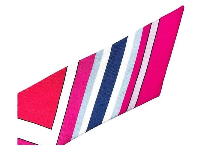 Hermès Bufanda de seda diagonal con puntos rosas Twilly - vista 7