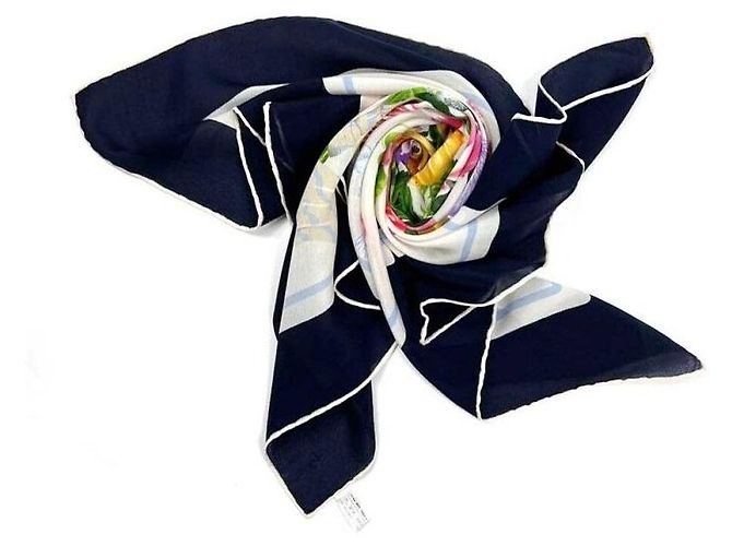 Loewe Bufanda de seda chiffon Bouquet Azul - vista 6