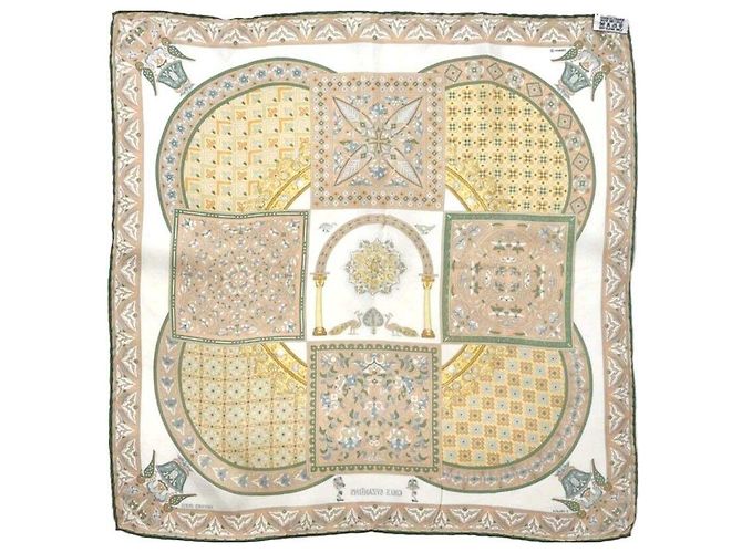Hermès Sciarpa in seta bizantina Ciels beige Marrone - vista 2
