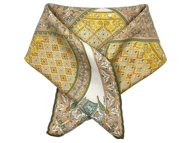 Hermès Sciarpa in seta bizantina Ciels beige Marrone - vista 3
