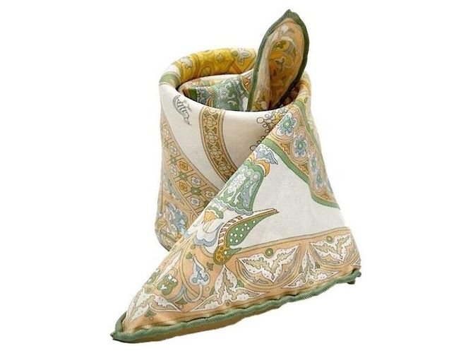 Hermès Sciarpa in seta bizantina Ciels beige Marrone - vista 4