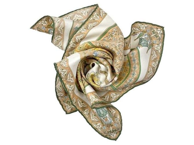 Hermès Sciarpa in seta bizantina Ciels beige Marrone - vista 5