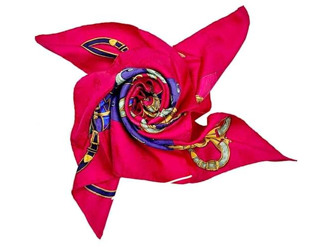 Hermès Monogramm Jacquard Seidenschal rot - Ansicht 4