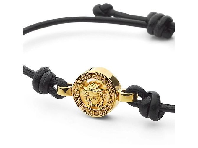Versace Leather Bracelet Black Gold - view 3