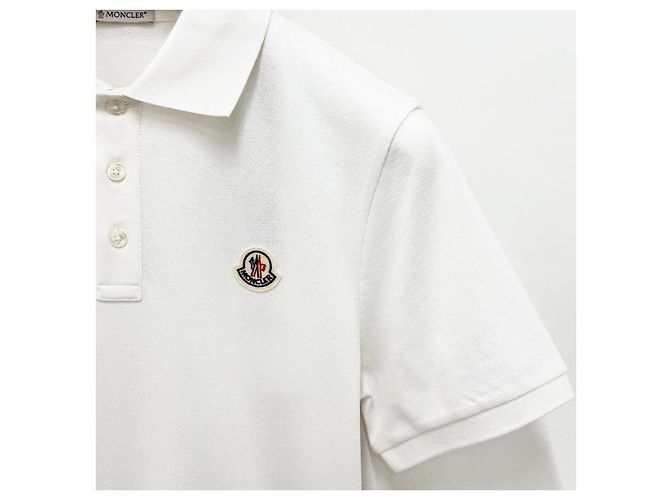Moncler Polo in cotone piqué a righe con logo per uomo Bianco - vista 15