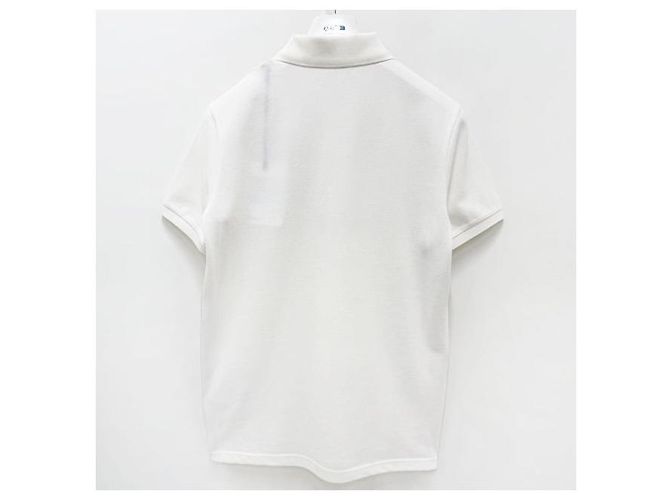 Moncler Polo in cotone piqué a righe con logo per uomo Bianco - vista 2