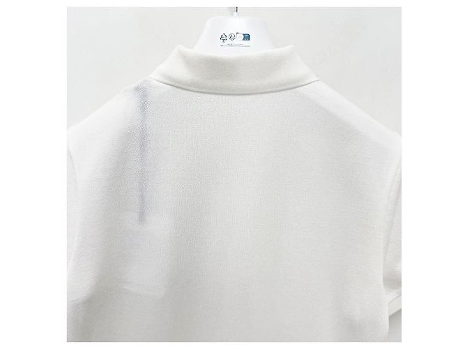 Moncler Polo in cotone piqué a righe con logo per uomo Bianco - vista 6