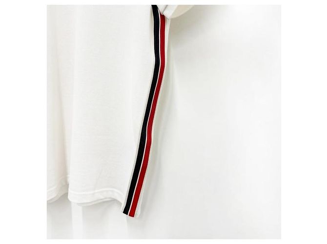 Moncler Polo in cotone piqué a righe con logo per uomo Bianco - vista 7