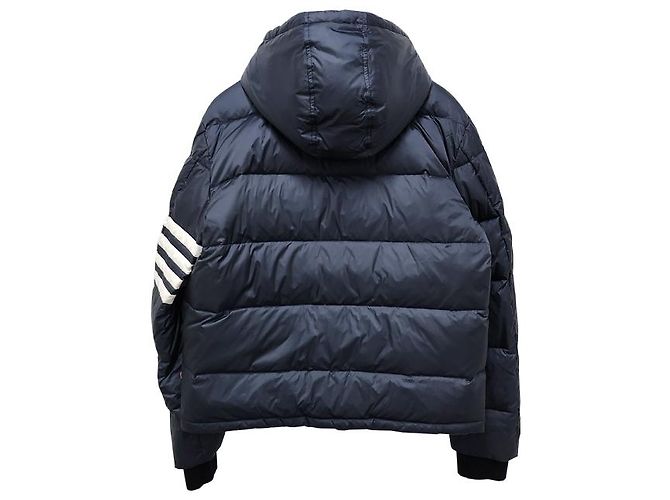 Thom Browne Diagonal Bar Matte Nylon Goose Down Padded Bomber Jacket Navy Blue - view 15