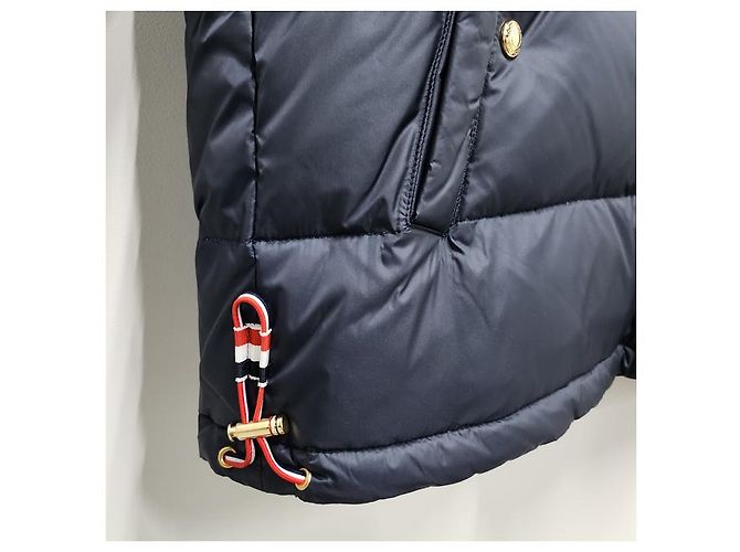 Thom Browne Diagonal Bar Matte Nylon Goose Down Padded Bomber Jacket Navy Blue - view 20