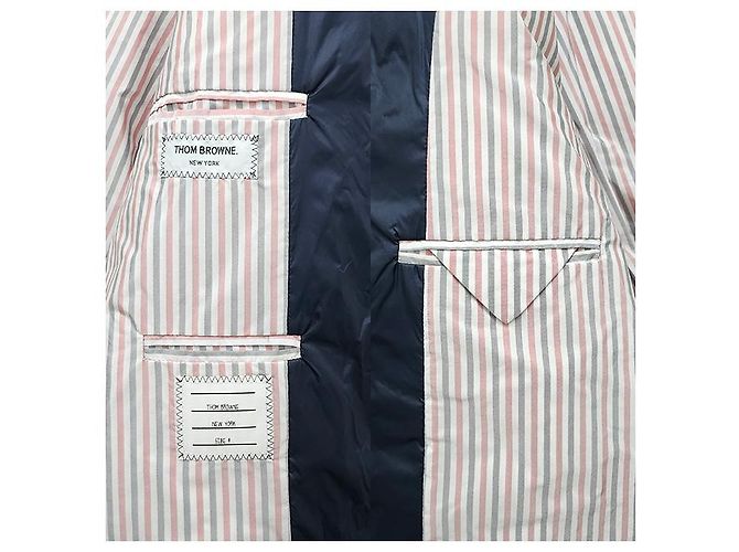 Thom Browne Diagonal Bar Matte Nylon Goose Down Padded Bomber Jacket Navy Blue - view 23