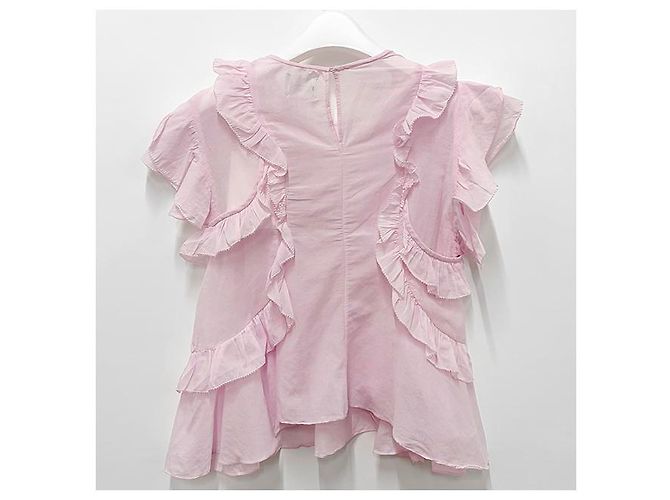 Isabel Marant Blusa de Voile de Algodón con Volantes Rosa Claro - vista 11