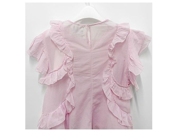 Isabel Marant Blusa de Voile de Algodón con Volantes Rosa Claro - vista 14