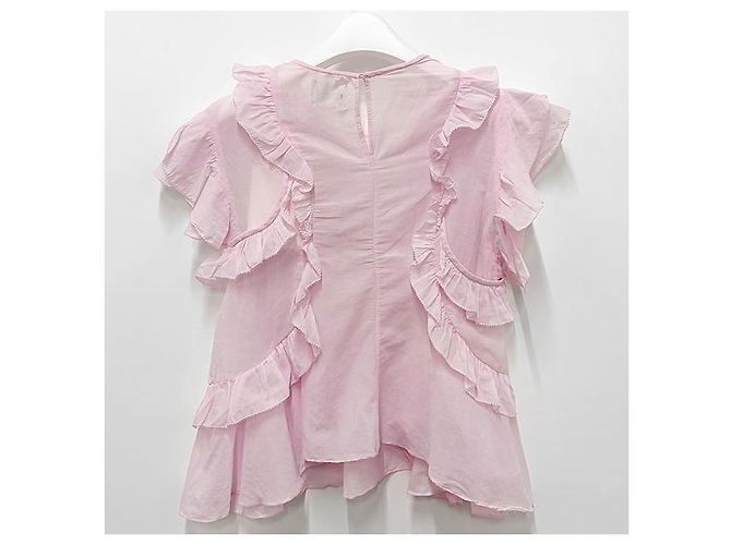 Isabel Marant Blusa de Voile de Algodón con Volantes Rosa Claro - vista 2