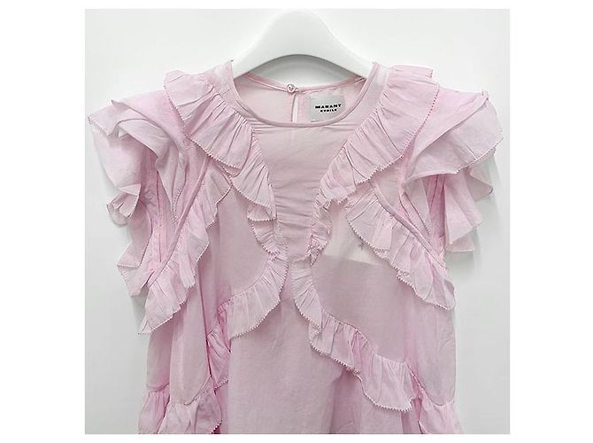 Isabel Marant Blusa de Voile de Algodón con Volantes Rosa Claro - vista 3