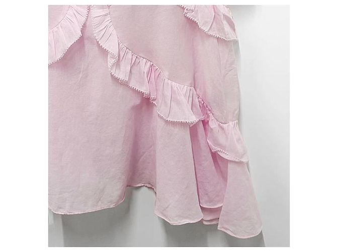 Isabel Marant Blusa de Voile de Algodón con Volantes Rosa Claro - vista 4