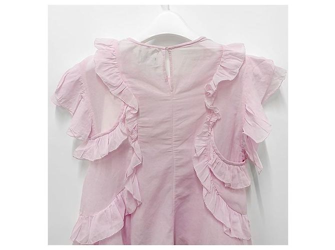 Isabel Marant Blusa de Voile de Algodón con Volantes Rosa Claro - vista 5