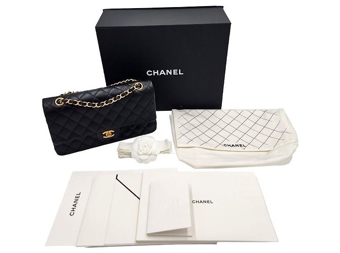 Chanel Borsa a spalla classica in pelle di agnello media nera Nero - vista 10