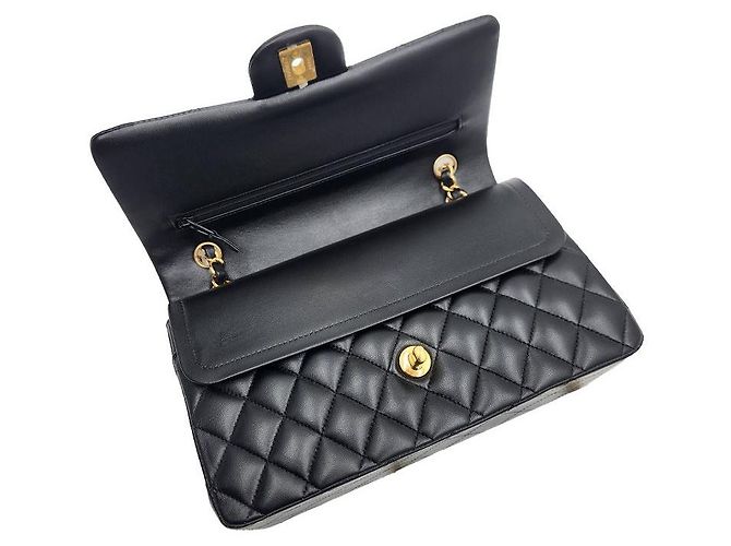 Chanel Borsa a spalla classica in pelle di agnello media nera Nero - vista 7