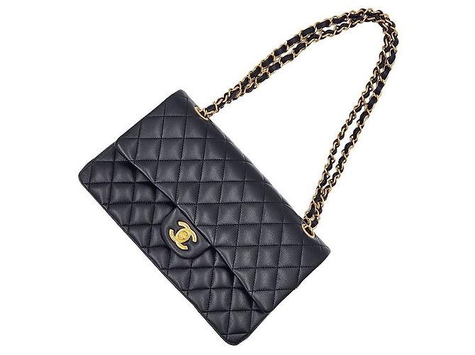 Chanel Borsa a spalla classica in pelle di agnello media nera Nero - vista 9