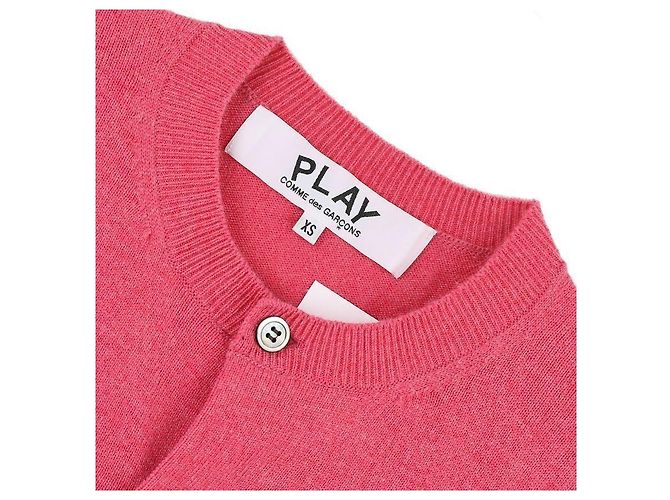 Comme Des Garcons Rosa Cardigan mit rotem Doppelherz-Patch Pink - Ansicht 5
