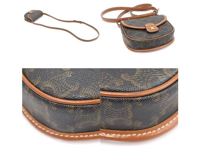 Céline Borsa a tracolla mini Versace Triomphe in tela e pelle di vitello tan Marrone - vista 5