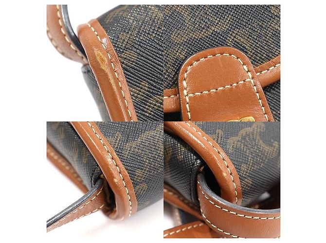 Céline Borsa a tracolla mini Versace Triomphe in tela e pelle di vitello tan Marrone - vista 6