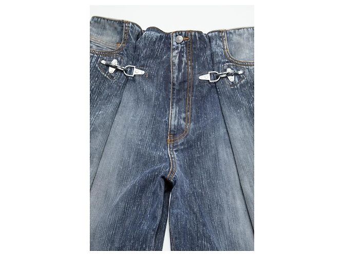 Acne Calça de denim azul com fivela - vista 5